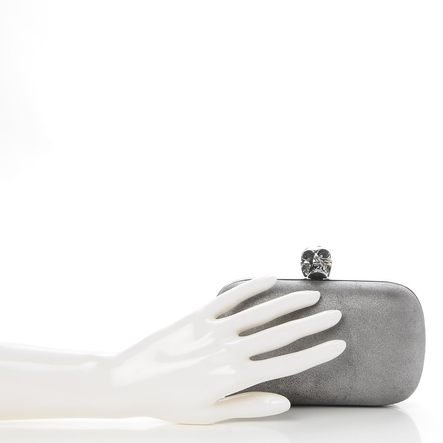 Metallic Suede Skull Box Clutch