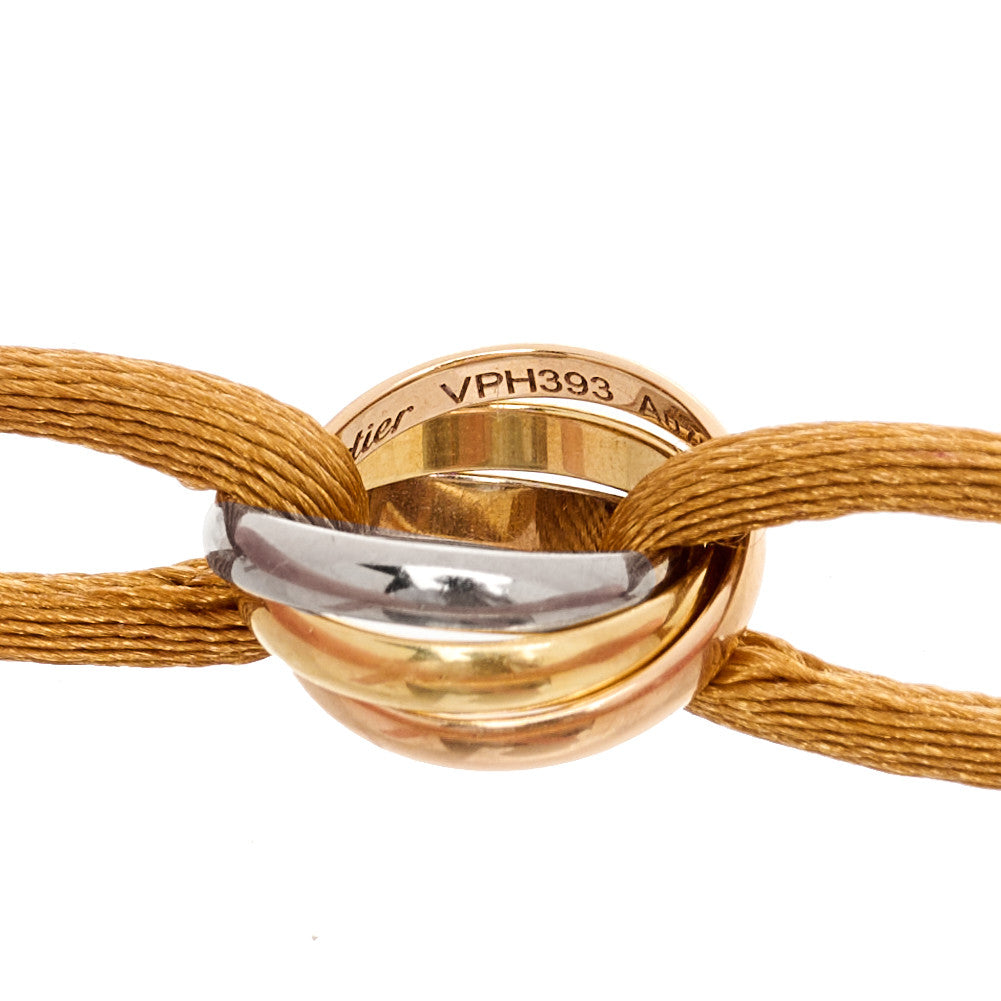 18K Pink Yellow White Gold Trinity Adjustable Cord Bracelet Gold
