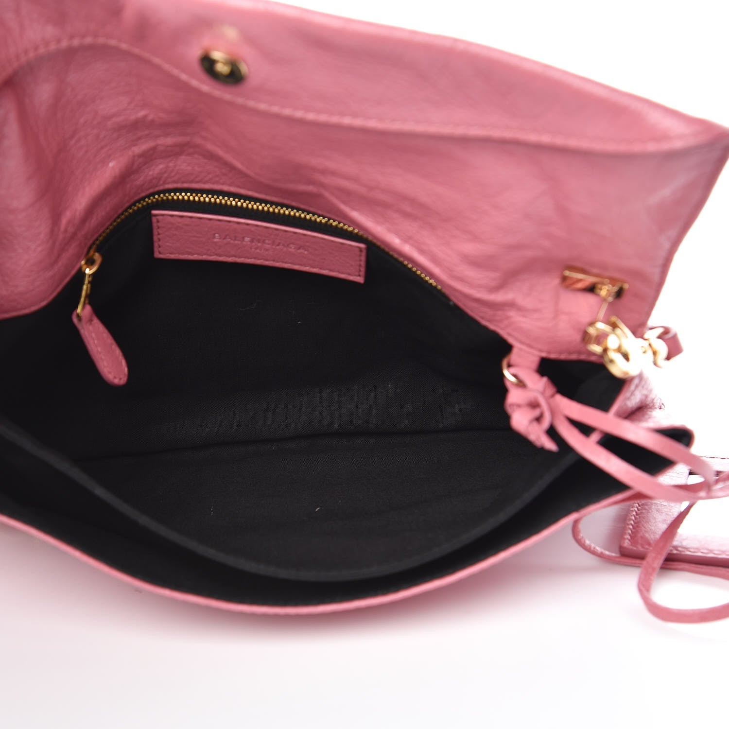 Balenciaga Agneau Giant 12 Gold Hardware Envelope Strap Clutch Rose Hortensia 5 of 8