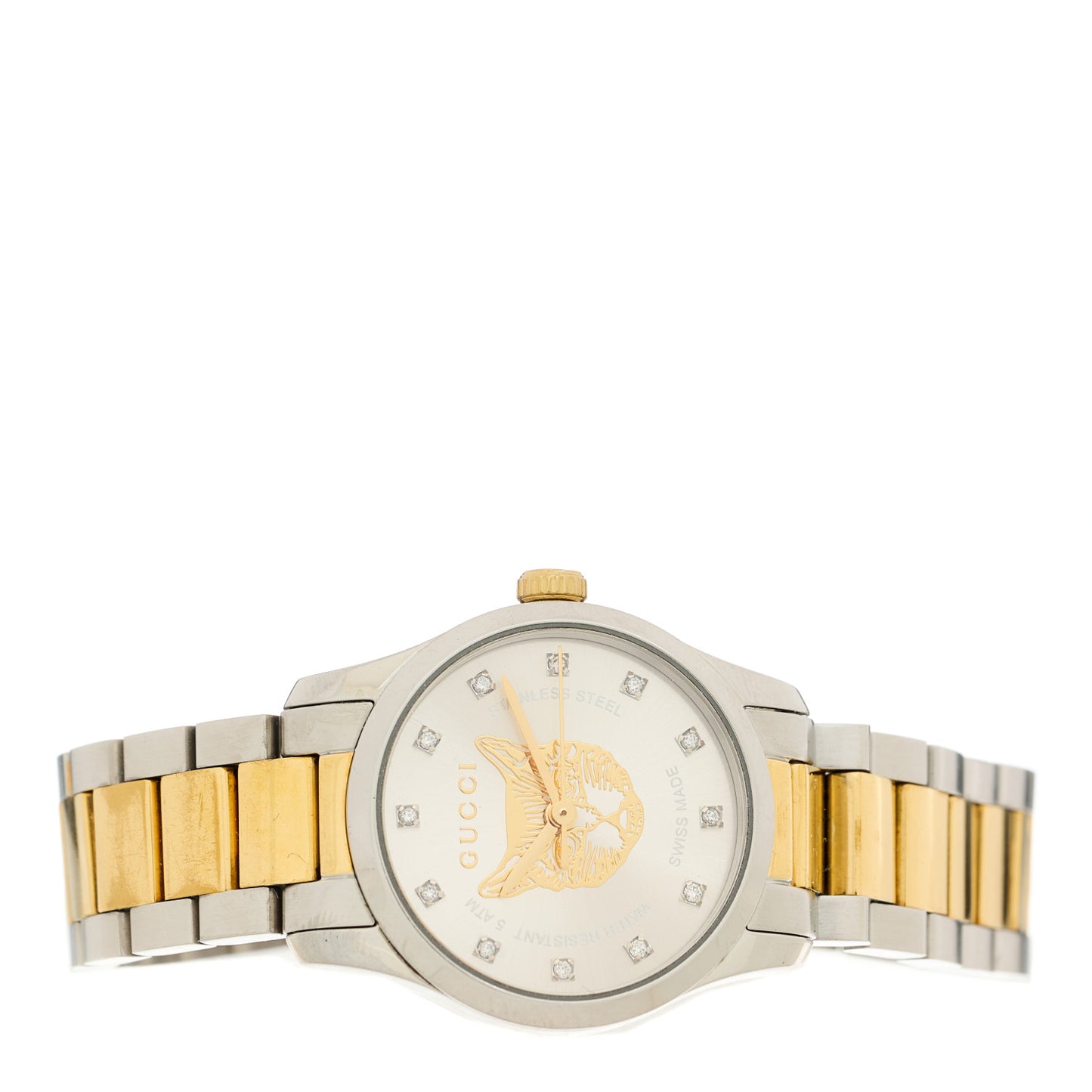 Stainless Steel Diamond 27mm G-Timeless Two Tone Cat Quartz Watch