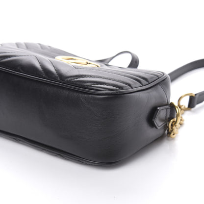 Gucci Calfskin Matelasse Small GG Marmont Chain Shoulder Bag Black 10 of 12