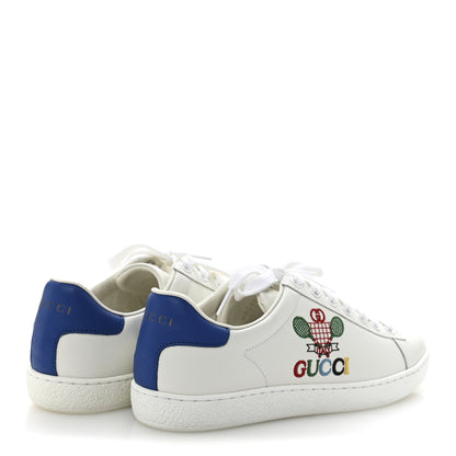 Gucci Calfskin Miro Soft Tennis Embroidered Womens Ace Sneakers 36 White Rio Blue 5 of 10