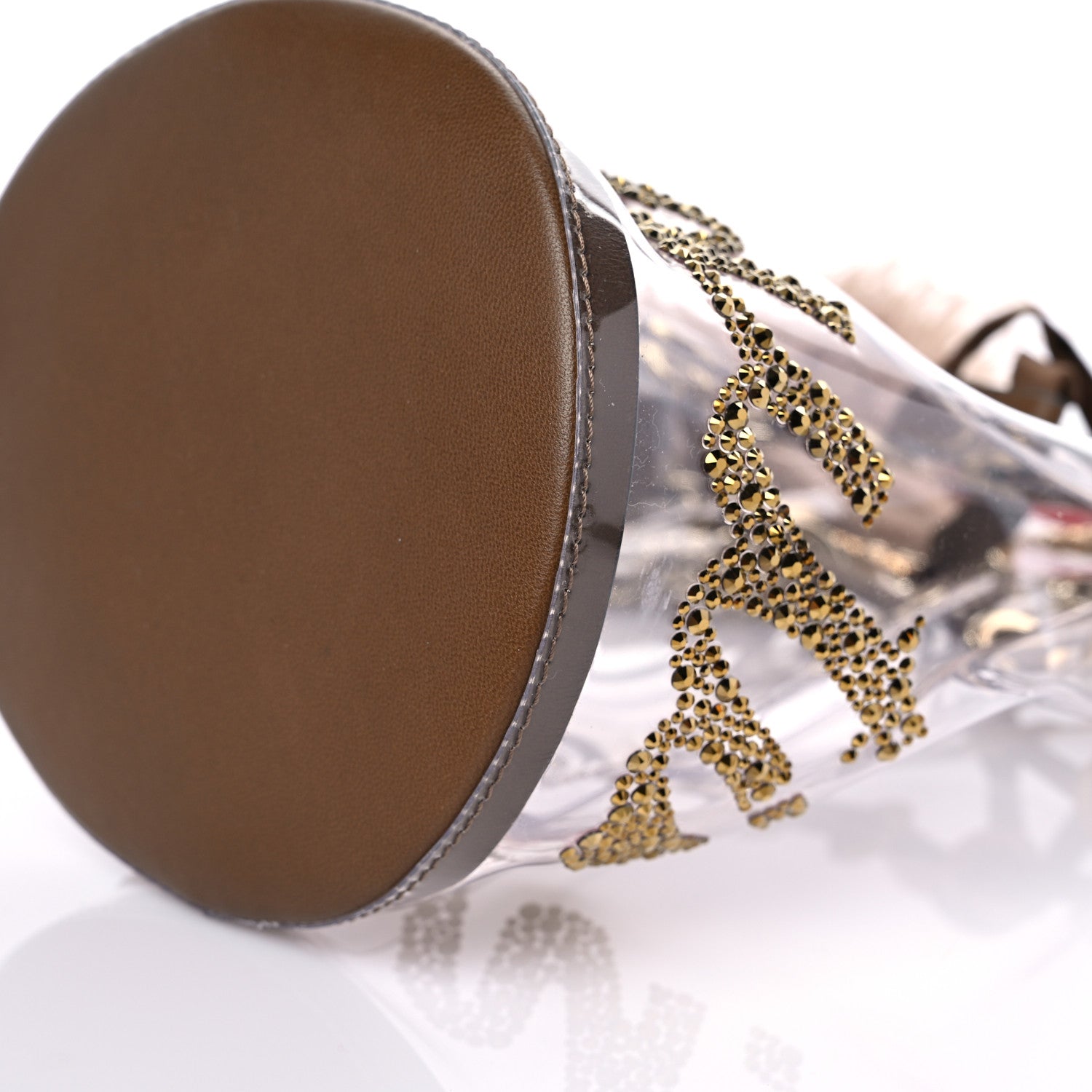 Christian Louboutin PVC Nappa Marie Jane Studded Bucket Bag Brown 8 of 9