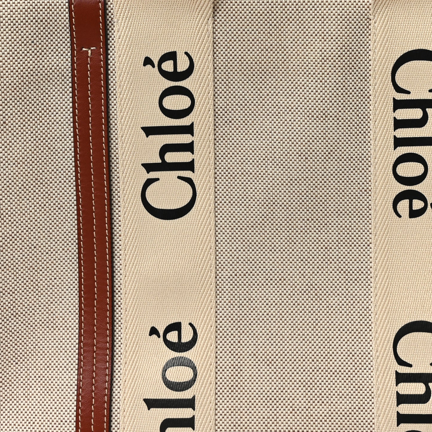 Linen Calfskin Medium Woody Ribbon Tote White Brown