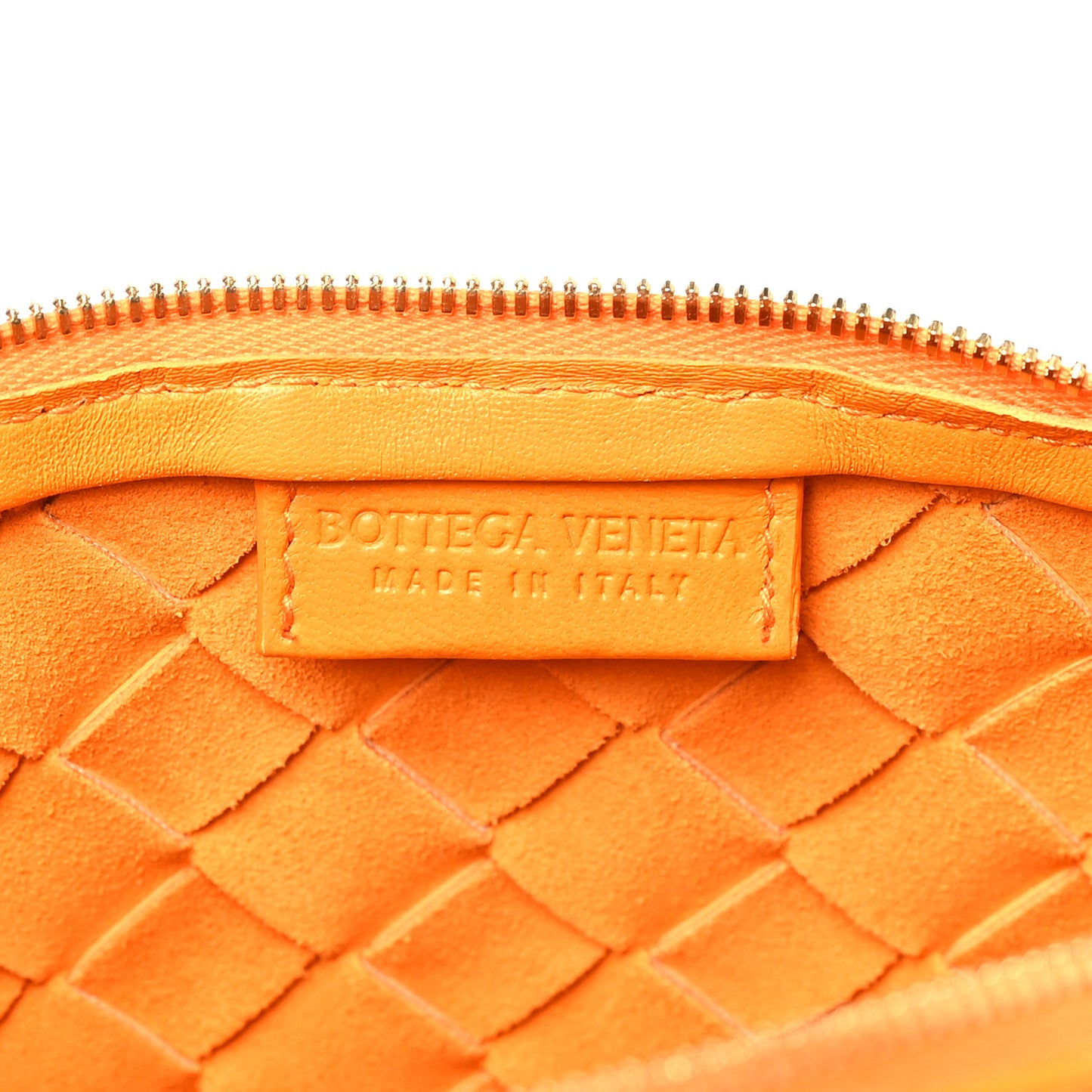 Nappa Intrecciato Pouch On Strap Tangerine