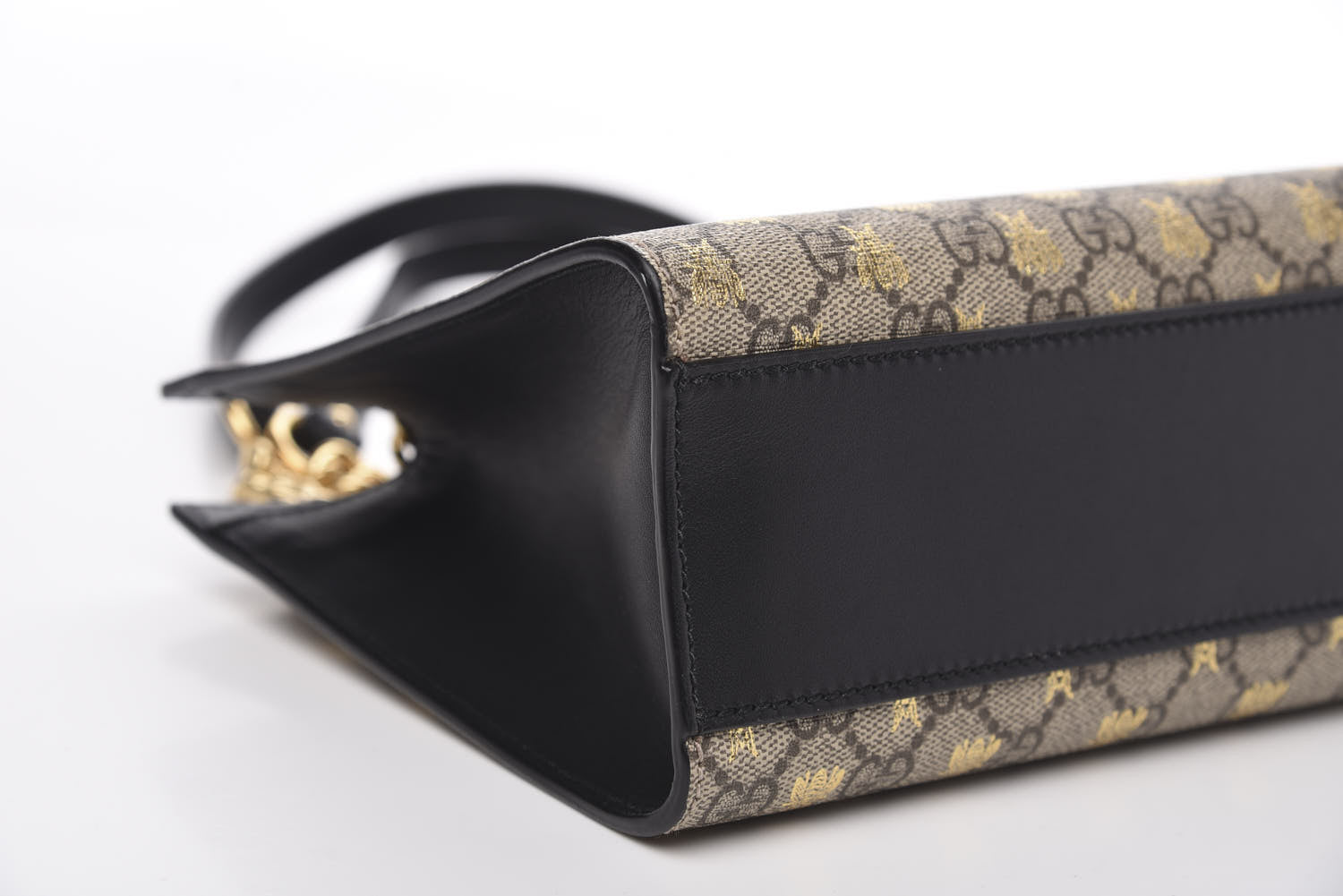 Gucci GG Supreme Monogram Bees Small Padlock Tote Beige Oro Black 8 of 9