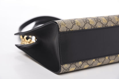 Gucci GG Supreme Monogram Bees Small Padlock Tote Beige Oro Black 8 of 9