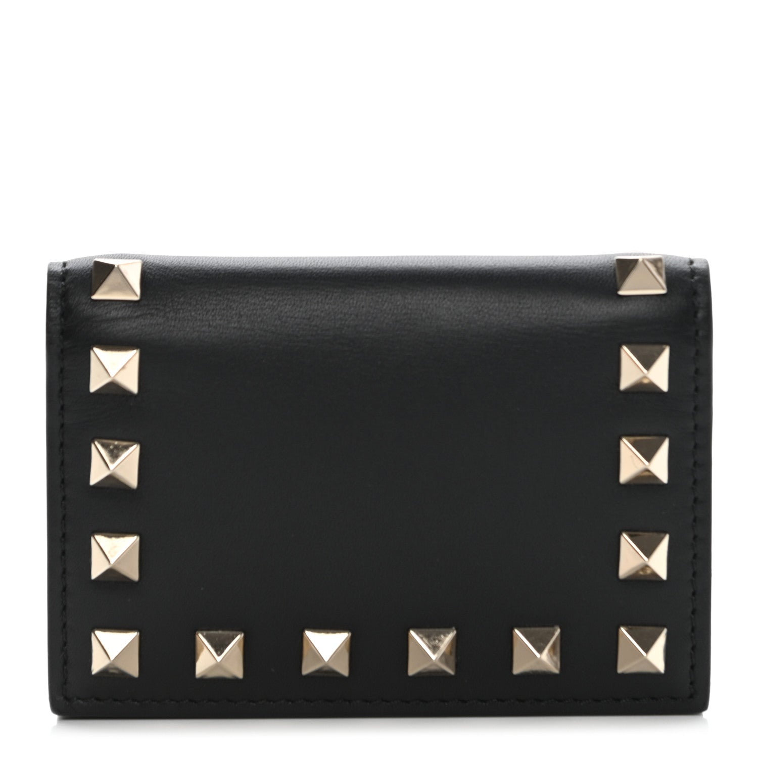 Valentino Garavani Calfskin Rockstud Bi-Fold Card Holder Black 1 of 8