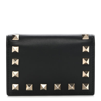 Valentino Garavani Calfskin Rockstud Bi-Fold Card Holder Black 1 of 8