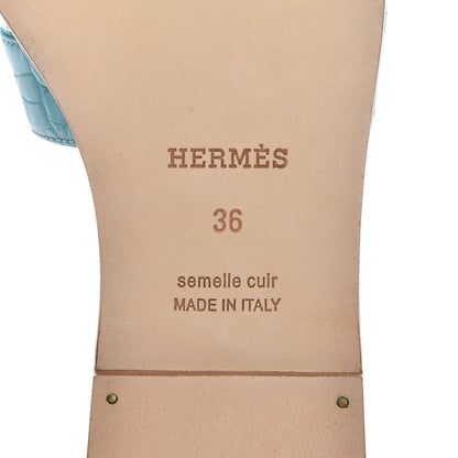 Hermes Matte Alligator Oran Sandals 36 Bleu Saint Cyr 6 of 9