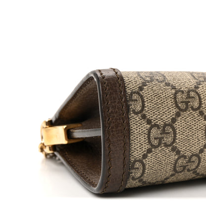 Gucci GG Supreme Monogram Textured Dollar Calfskin Web Mini Ophidia Chain Shoulder Bag Beige Ebony New Acero 9 of 10