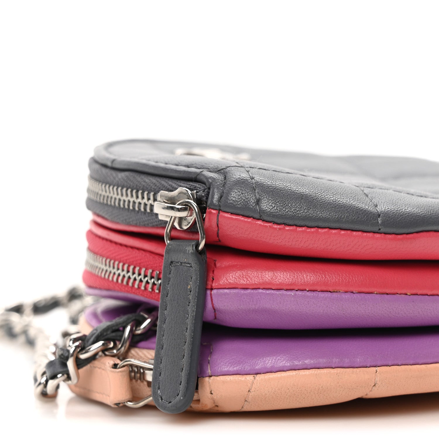 Chanel Lambskin Quilted Round Clutch With Chain Grey Multicolor 9 of 10
