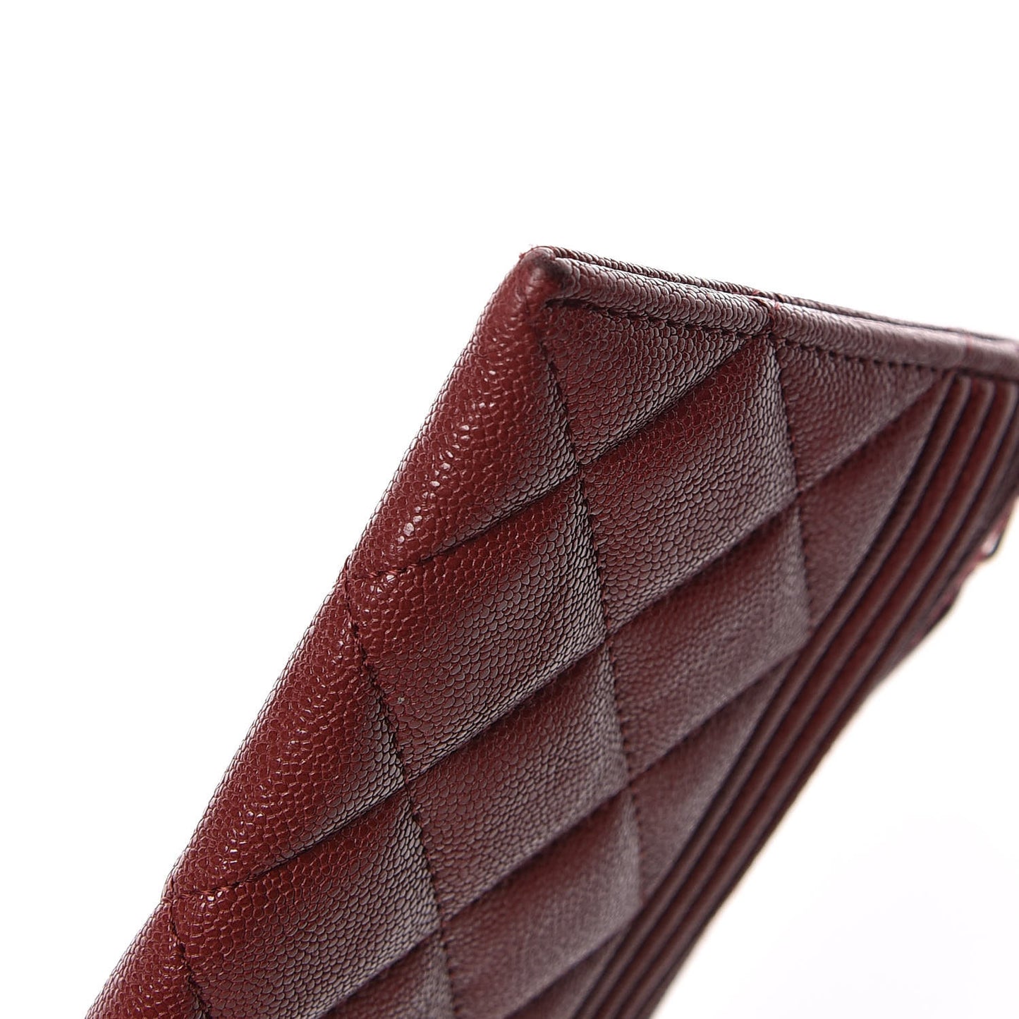Caviar Quilted Classic Zip Boy Pouch Burgundy