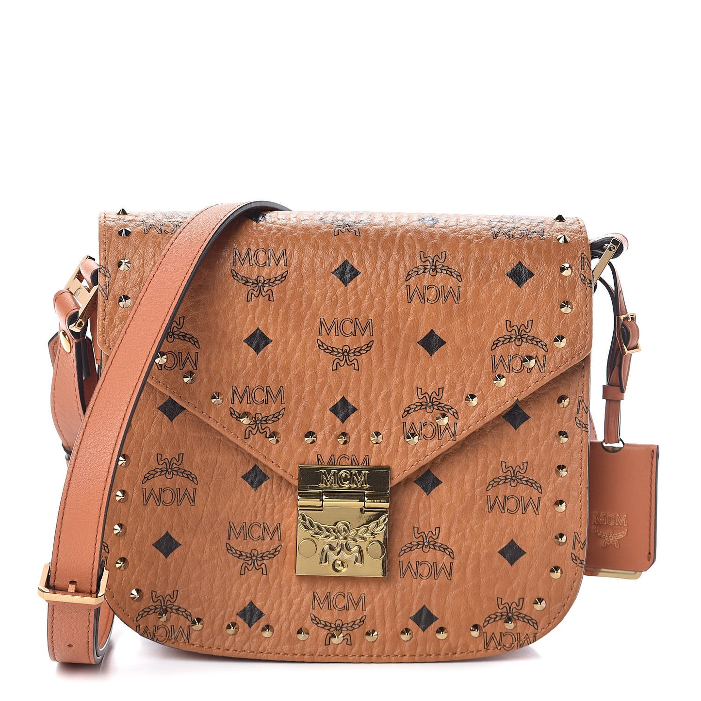 Visetos Studded Small Patricia Crossbody Bag Cognac