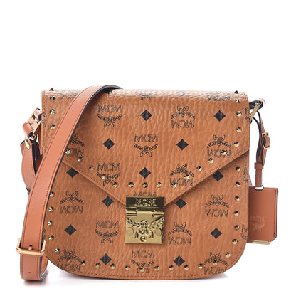 MCM Visetos Studded Small Patricia Crossbody Bag Cognac 1 of 8