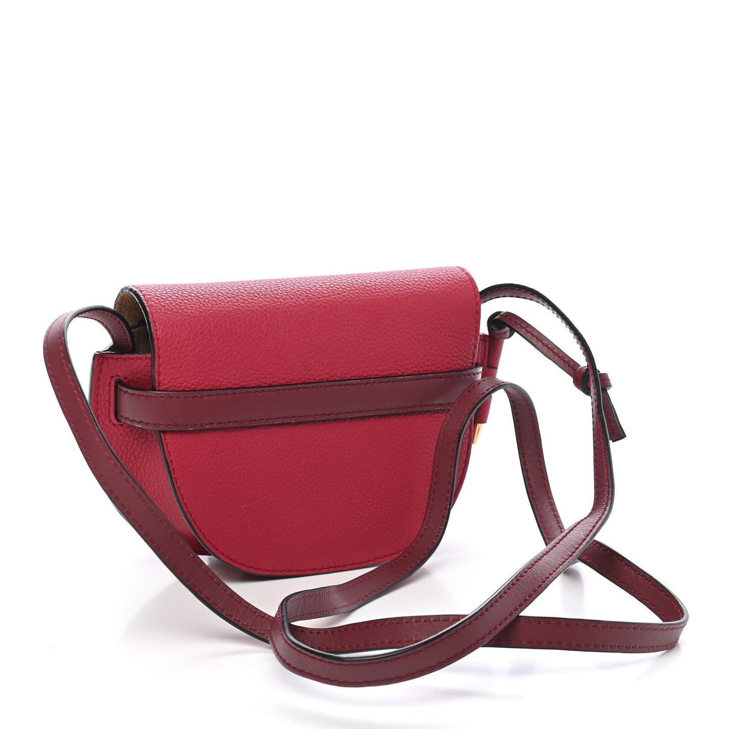 Grained Calfskin Mini Gate Crossbody Bag Raspberry Wine