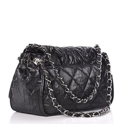 Chanel Crinkled Coated Canvas Quilted Flap Black 3 of 10