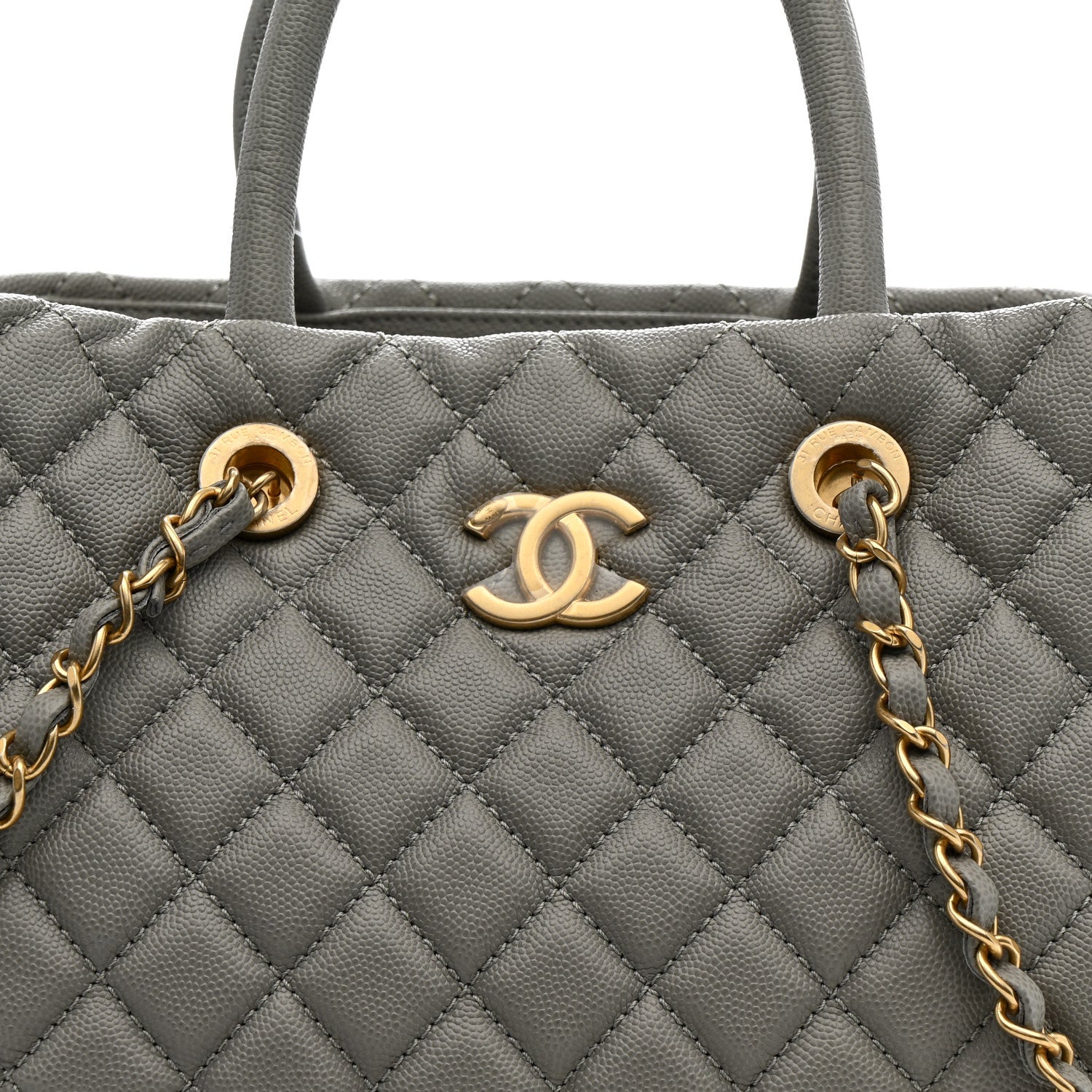 Chanel Caviar Quilted Coco Handle Shopping Tote Grey 8 of 12