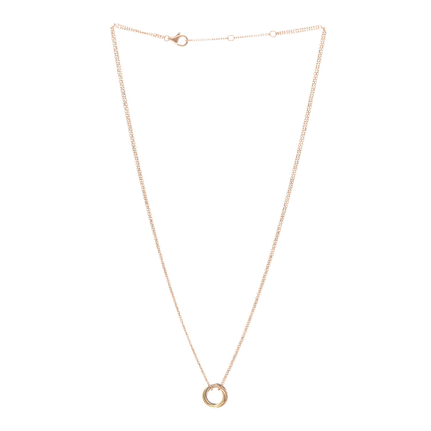 Cartier 18K Pink Yellow White Gold Trinity Double Chain Pendant Necklace 3 of 5