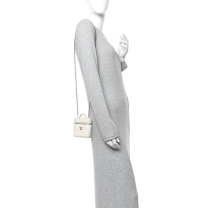 Chanel Caviar Quilted Small Handle With Care Vanity Case With Chain White 2 of 10
