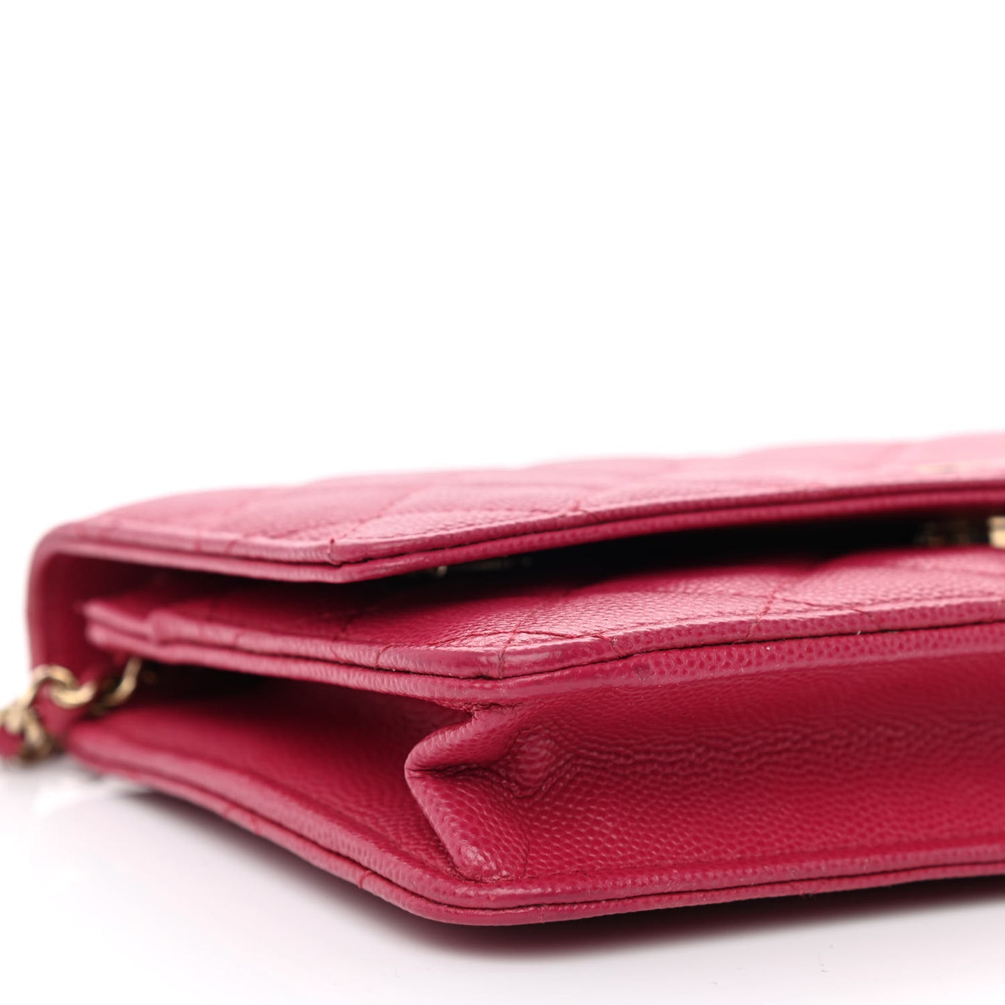 Caviar Quilted Wallet On Chain WOC Dark Pink