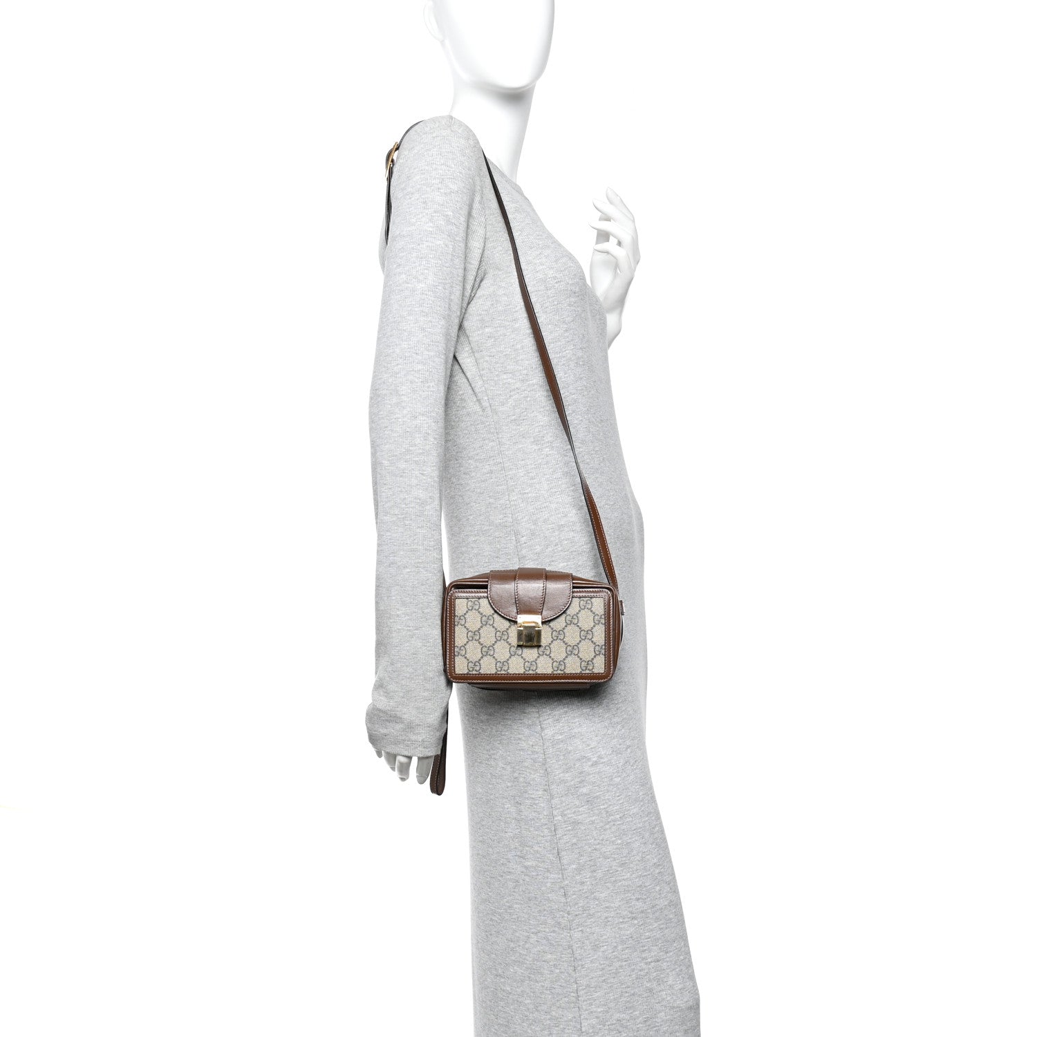Gucci GG Supreme Monogram Mini Clasp Bag Beige Brown 1867661
