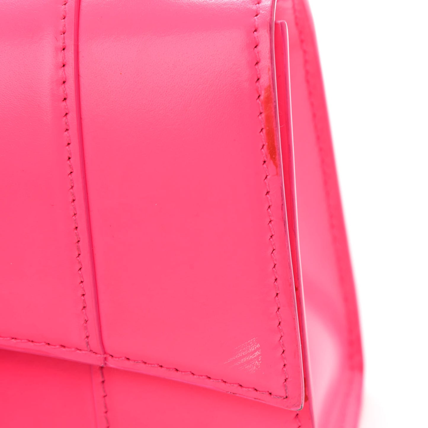 Shiny Box Calfskin Hourglass Top Handle Bag XS Hot Pink