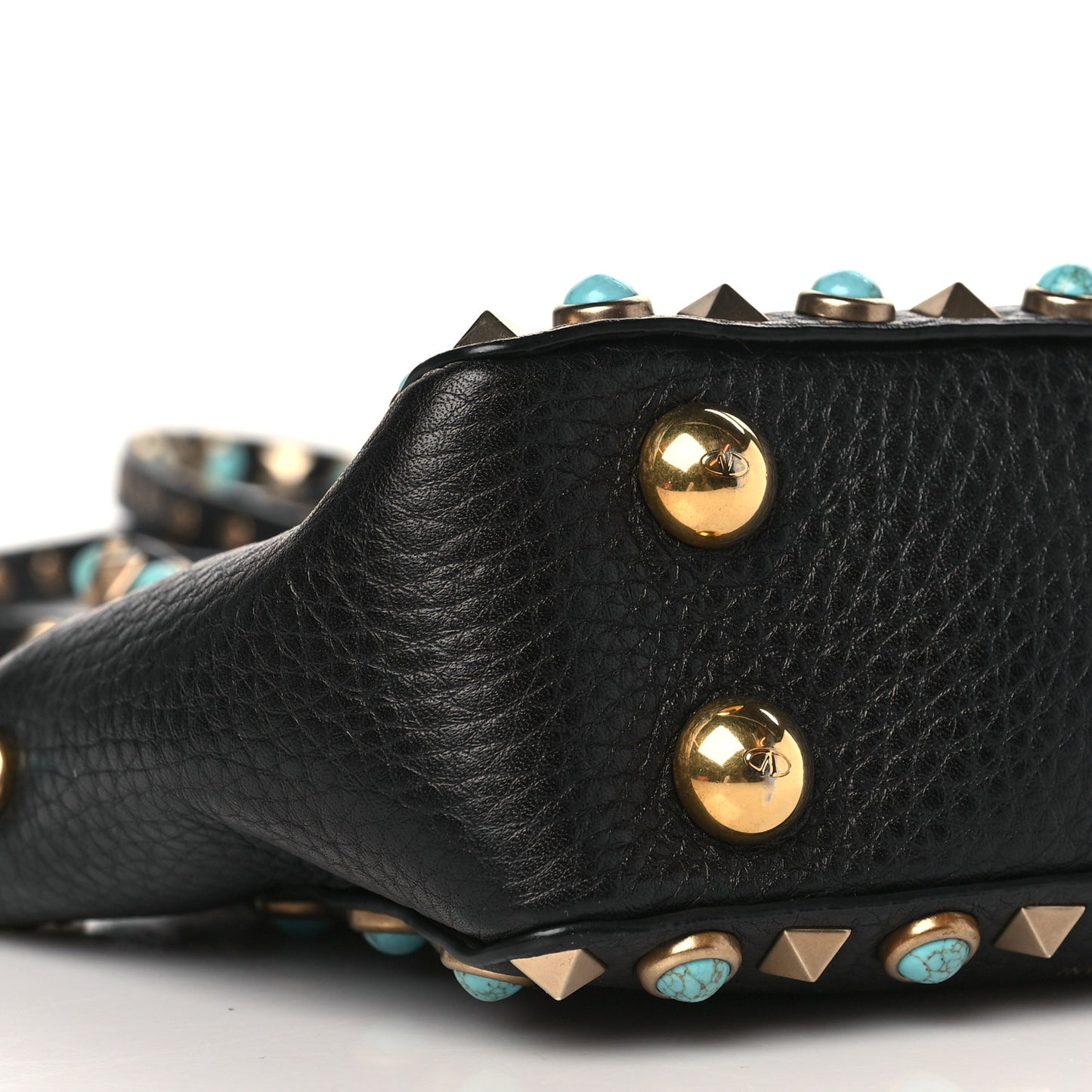 Pebbled Calfskin Mini Rockstud Rolling Tote Black