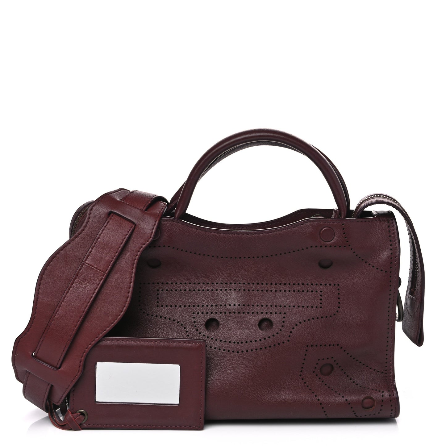 Veau Soyeux Perforated Blackout Hardware Mini City Rouge Bordeaux