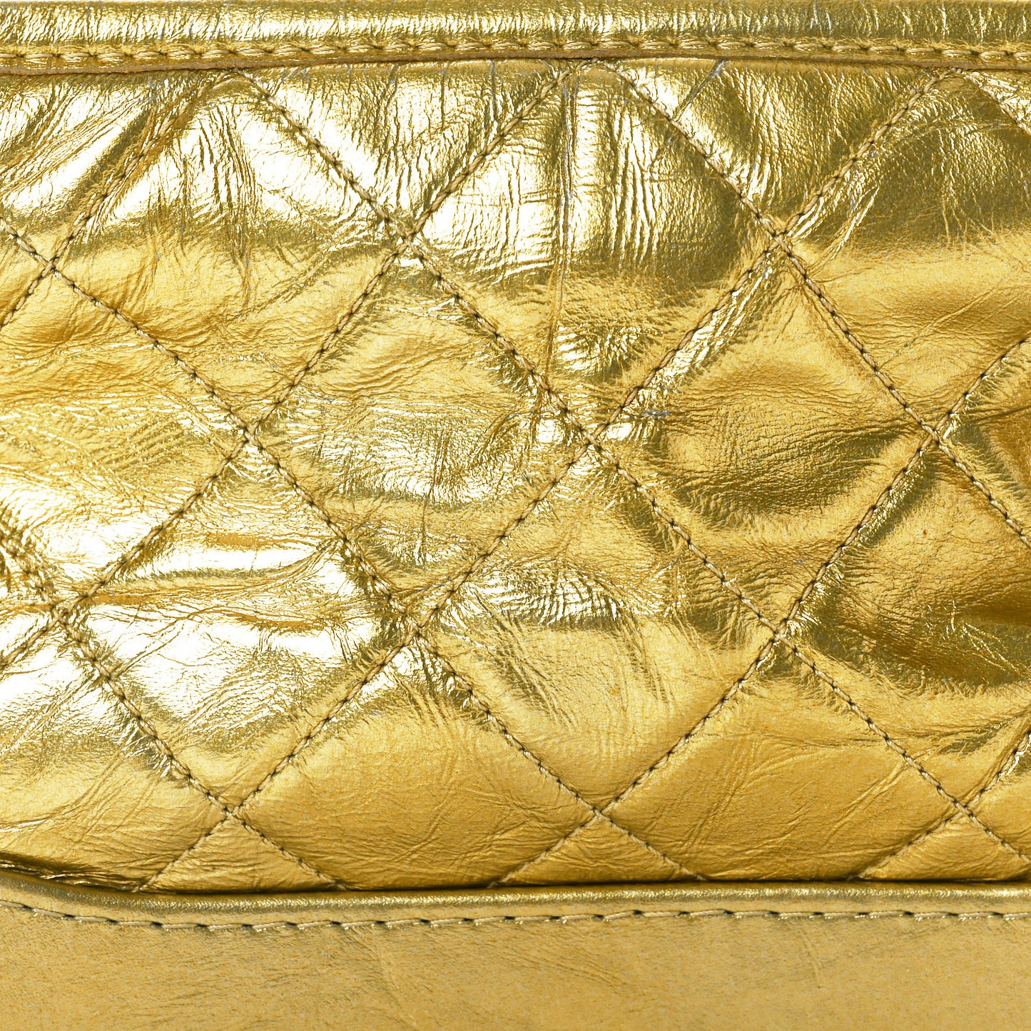 Metallic Aged Calfskin Quilted Small Gabrielle Hobo Gold