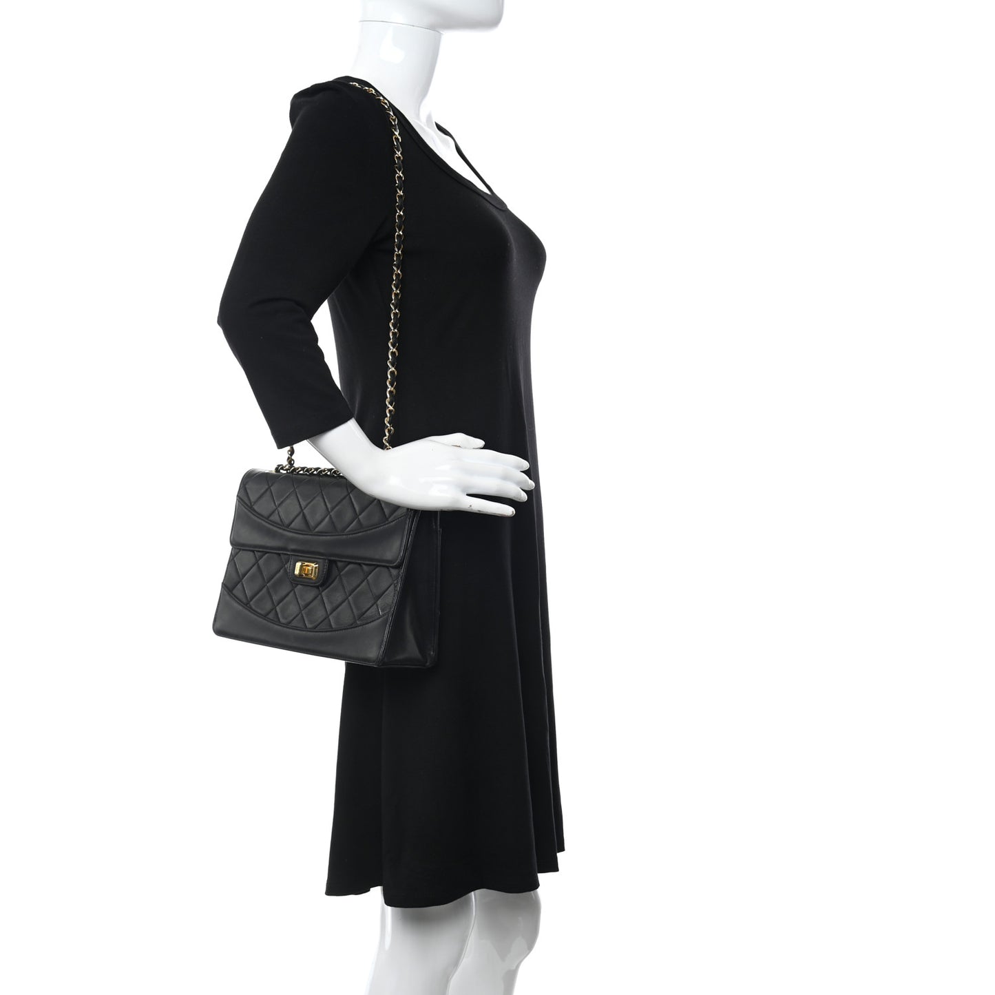 Lambskin Quilted Medium Mademoiselle Single Flap Black
