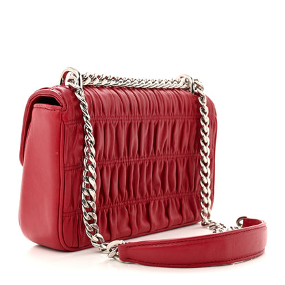 Prada Nappa Gaufre Small Chain Flap Shoulder Bag Fuoco 3 of 14