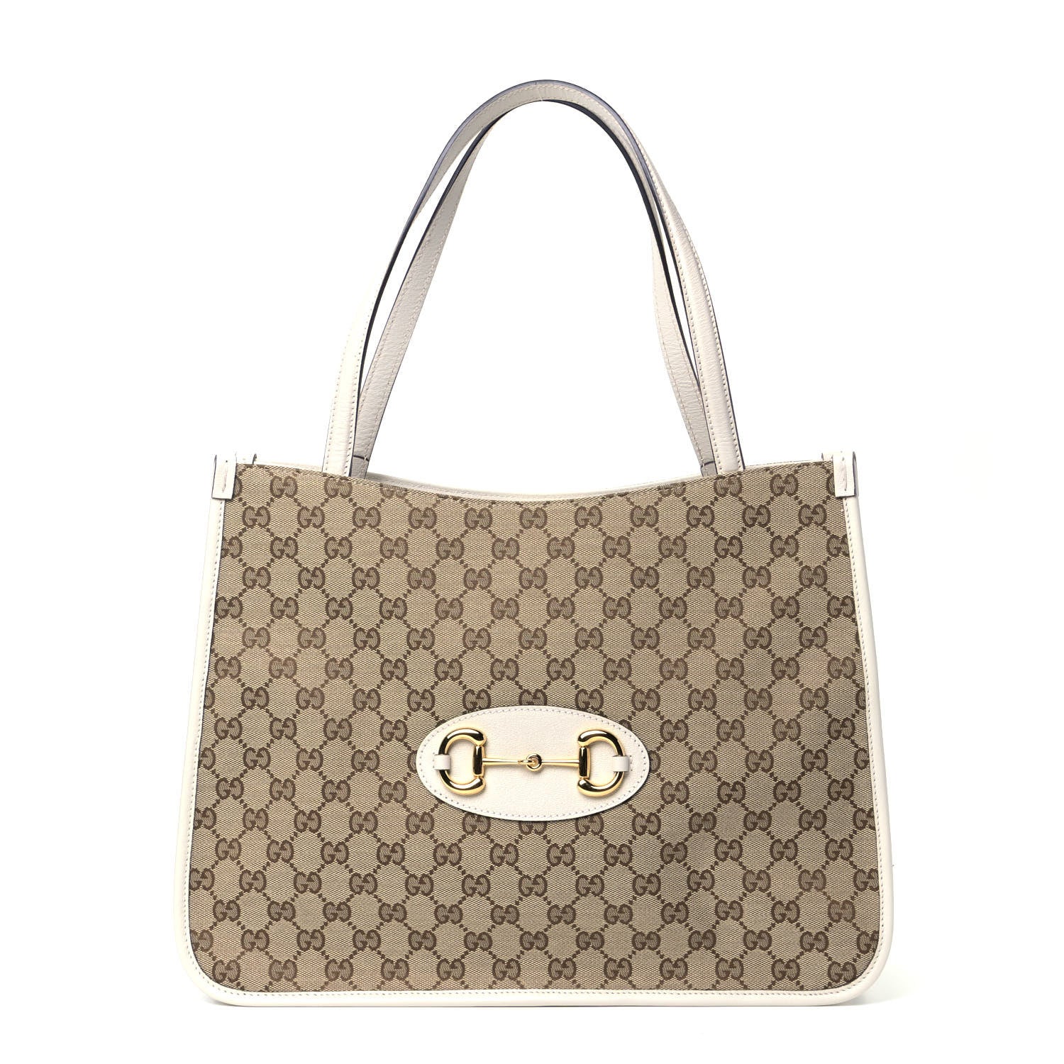 Gucci Monogram New Sakai Calfskin Lux Horsebit 1955 Tote Beige Ebony Mystic White 1 of 4