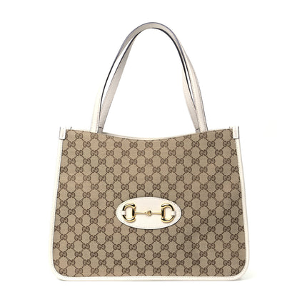 Gucci Monogram New Sakai Calfskin Lux Horsebit 1955 Tote Beige Ebony Mystic White 1 of 4