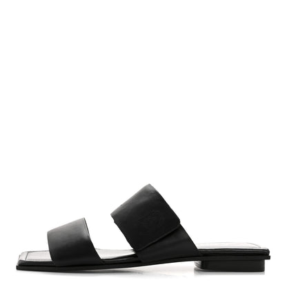 Chanel Lambskin CC Flat Sandals 38.5 Black 1 of 13