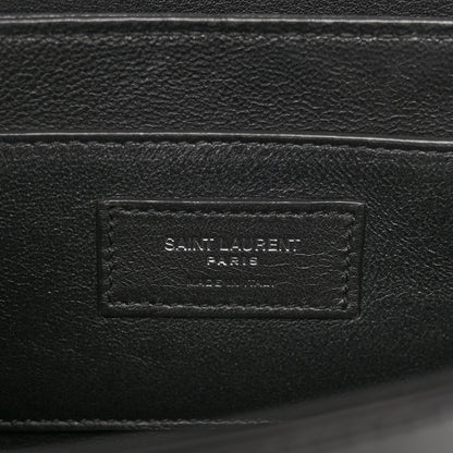 Saint Laurent Glazed Calfskin Monogram Medium Solferino Satchel Black 6 of 9