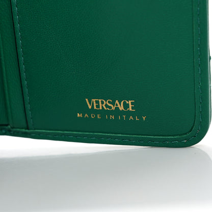 Versace Nappa Quilted Medusa Compact Zip Around Wallet Green 7 of 8