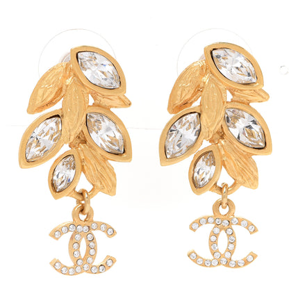 Chanel Crystal Sparkling Wheat CC Drop Earrings Gold 1 of 5