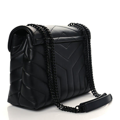 Saint Laurent Calfskin Y Quilted Monogram Monochrome Small Loulou Chain Satchel Black 3 of 10