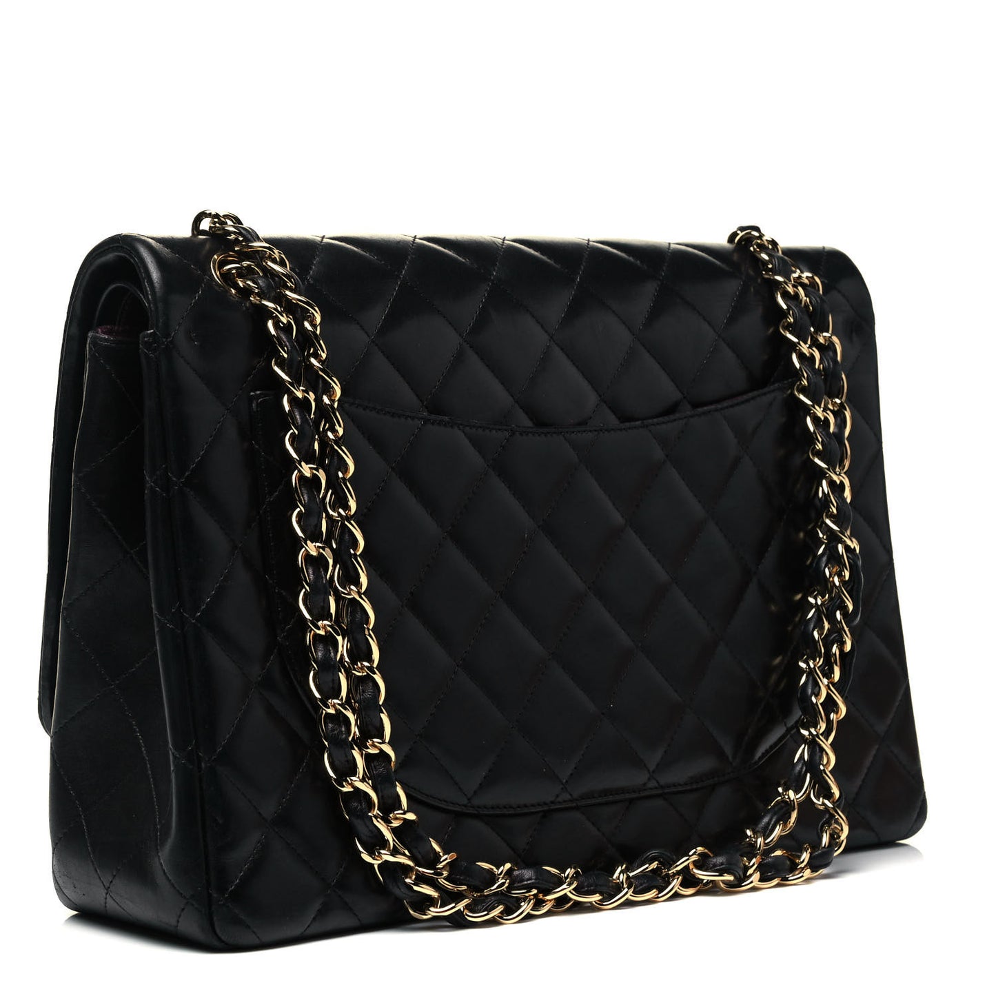 Lambskin Quilted Maxi Double Flap Black