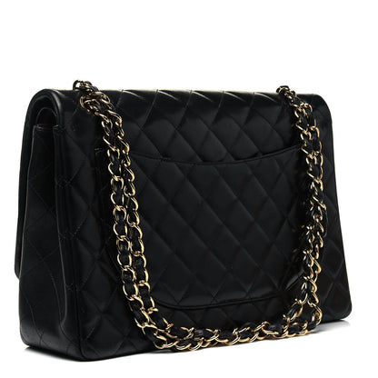 Chanel Lambskin Quilted Maxi Double Flap Black 3 of 9