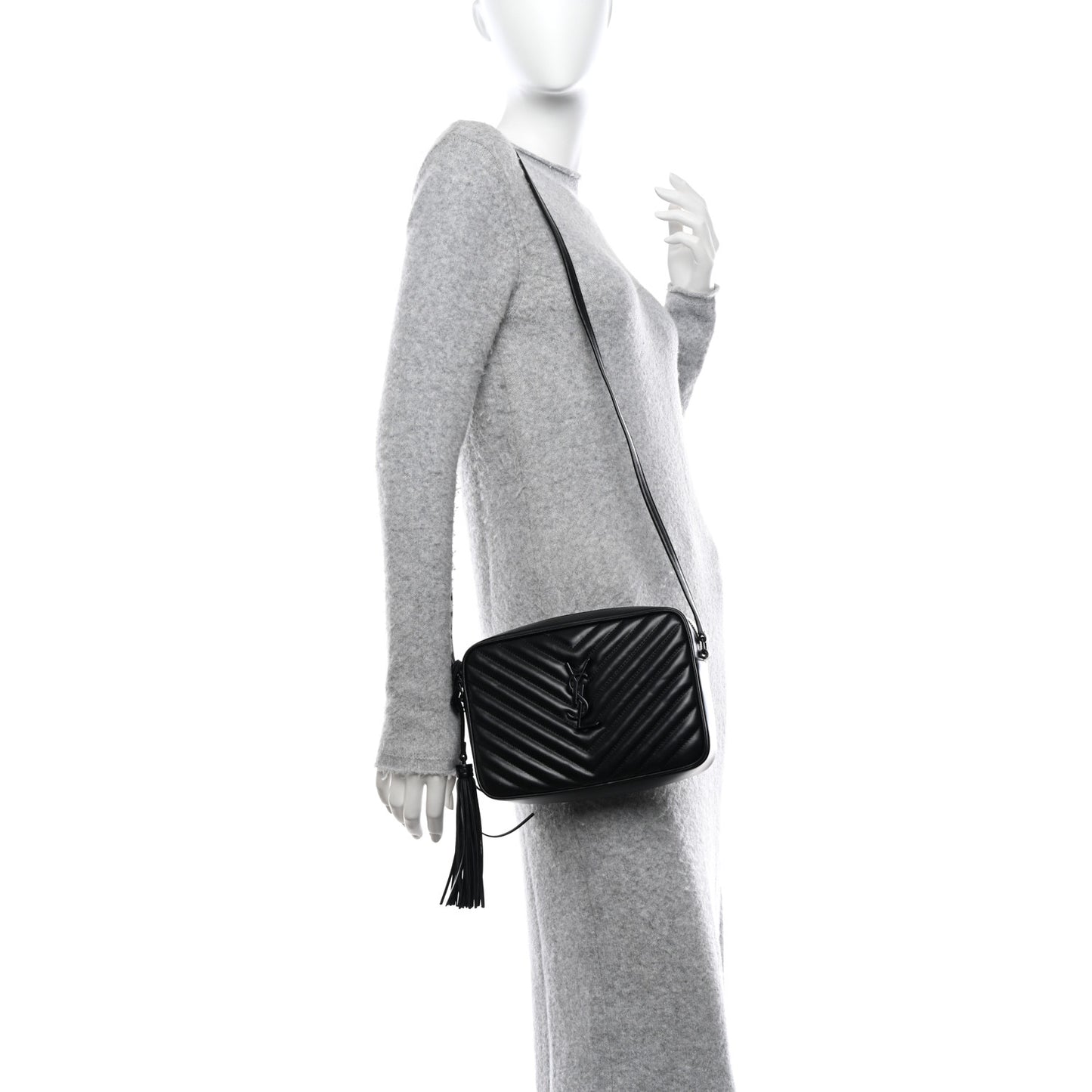 Calfskin Matelasse Monogram Monochrome Lou Camera Bag Black