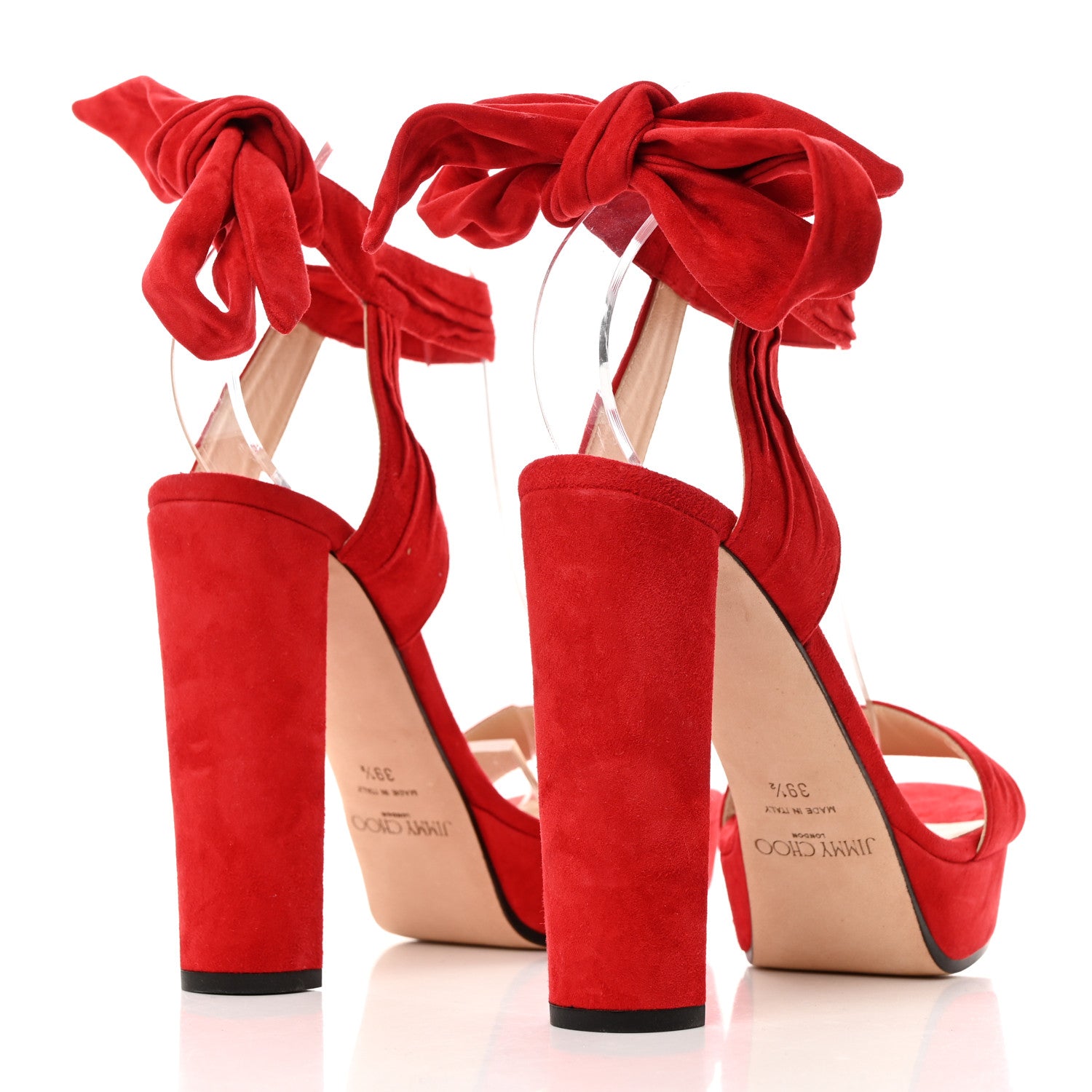 Jimmy Choo Soft Suede Kora 120 Sandals 39.5 Red 4 of 7