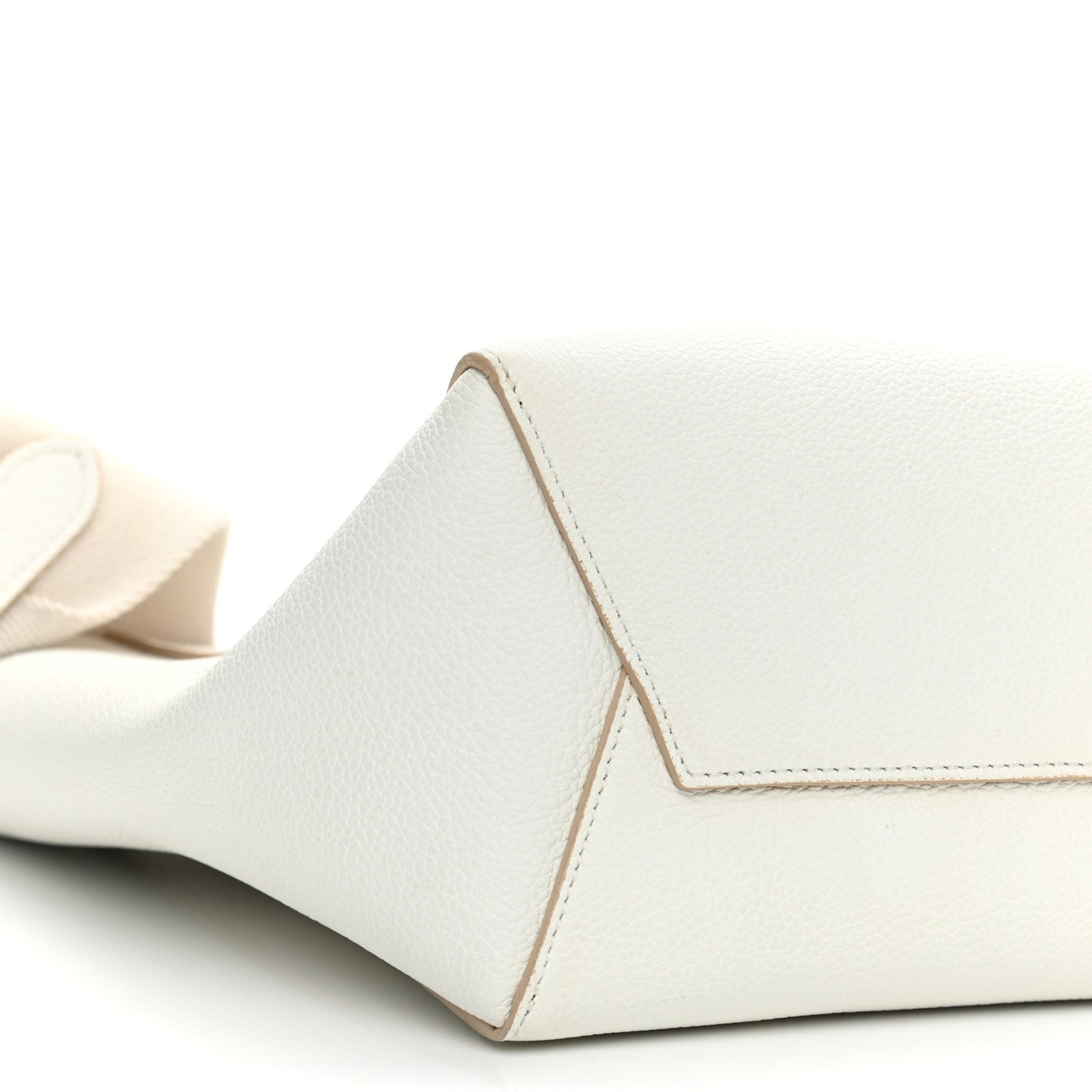 Soft Grained Calfskin Small Sangle Bucket Bag White