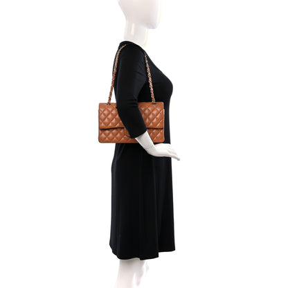 Chanel Caviar Quilted Medium Double Flap Light Brown 2 of 9