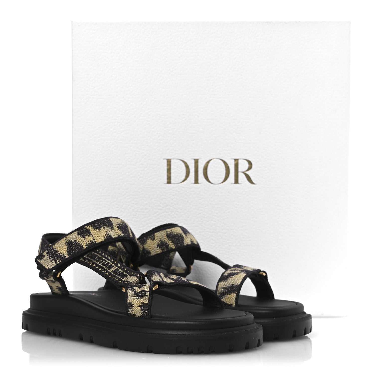 Christian Dior Canvas Embroidered Mizza Print 10mm D-Wave Sandals 37 Beige Multicolor 11 of 11