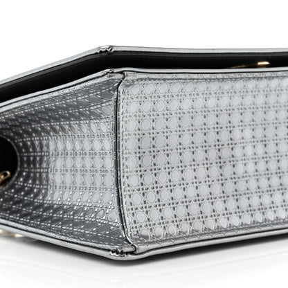 Christian Dior Metallic Patent Micro-Cannage Medium Diorama Flap Bag Silver 9 of 12