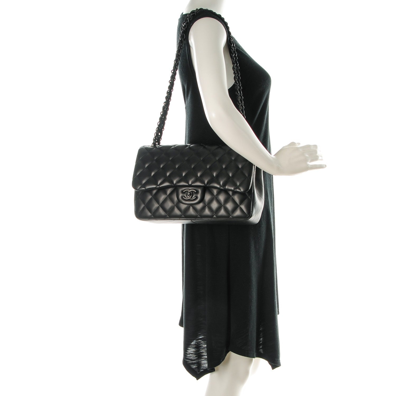 Chanel Lambskin Quilted Jumbo Double Flap So Black 2 of 8