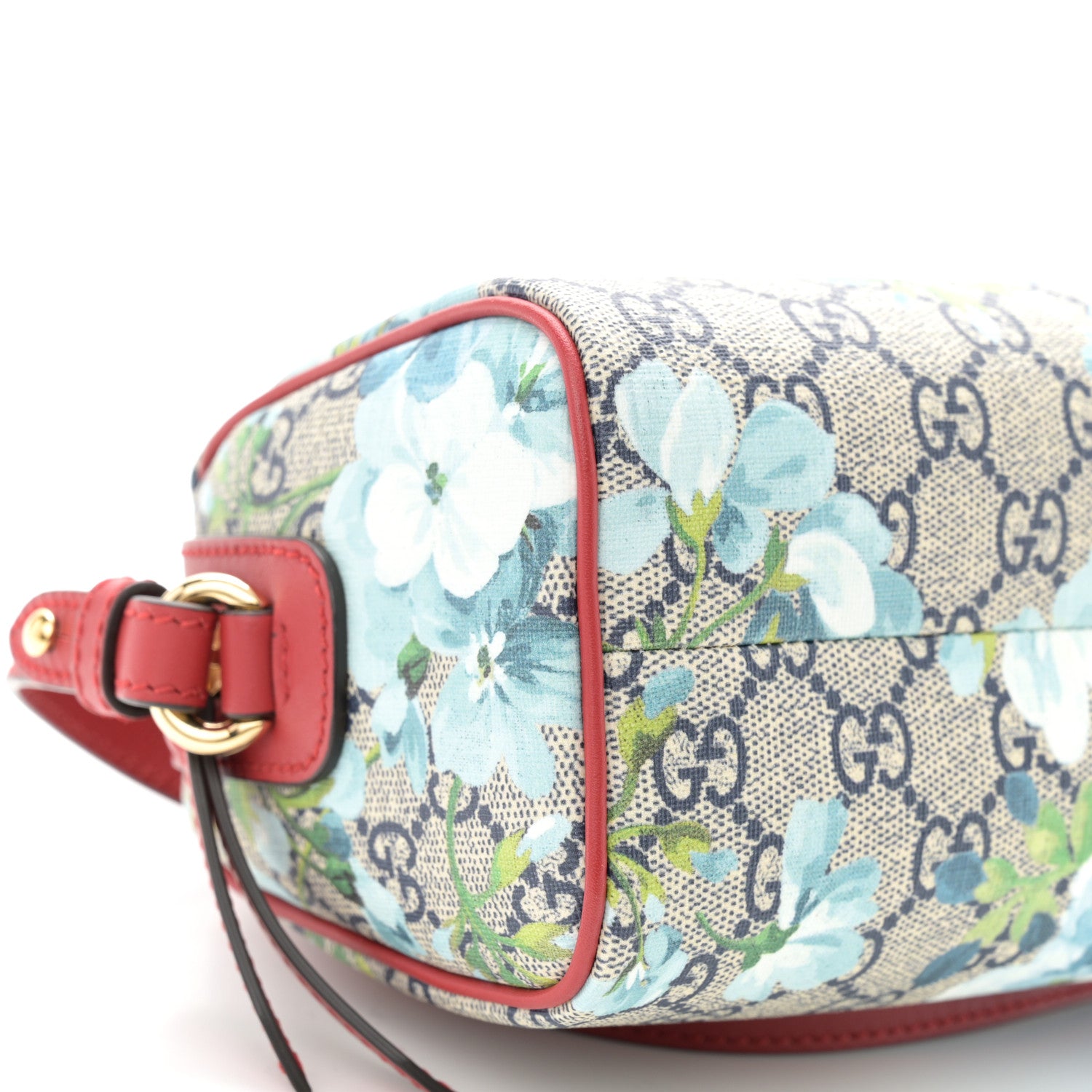 Gucci GG Supreme Monogram Blooms Mini Boston Navy Blue Hibiscus 9 of 10