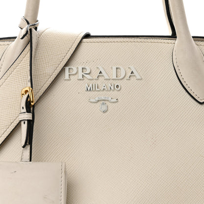 Prada Saffiano Cuir Calfskin Small Monochrome Top Handle Tote White 8 of 13